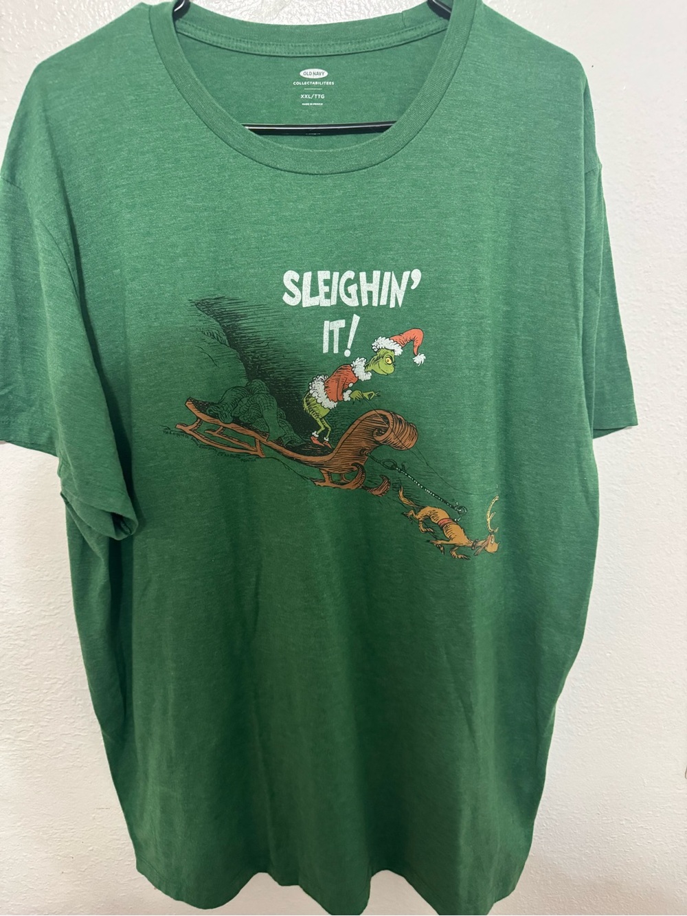 Old Navy Shirt Adult Large Green The Grinch “Sleighin’ it” Christmas Size XXL